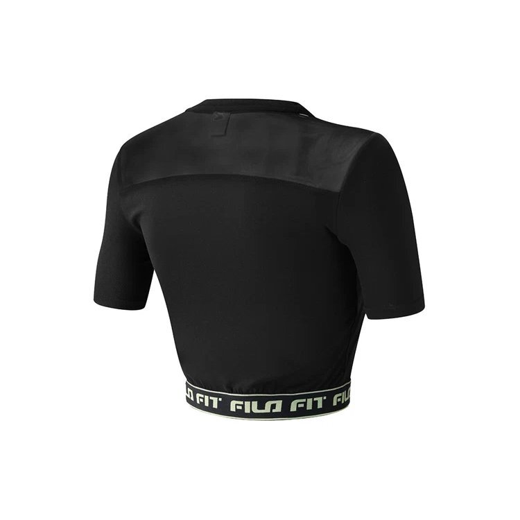 Alphabet Printing Yoga Gym Short Sleeve Top "Black"