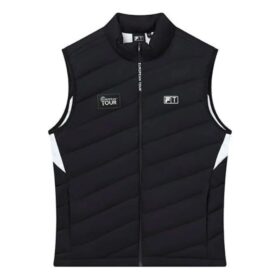 Athletics Printed Stand-Up Collar Down Vest "Black White"