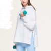 Athletics Split Hem Asymmetric Hoodie "White Blue"