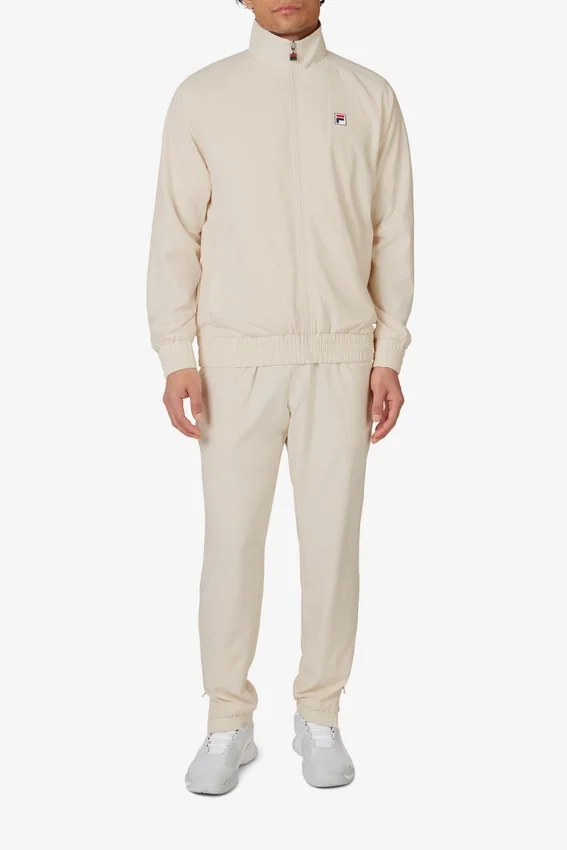 Beige Tennis Woven Court Track Top