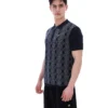 Black Castello Jacquard Knitted Polo with Zip