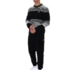 Black Connor Striped Knit Crew Neck