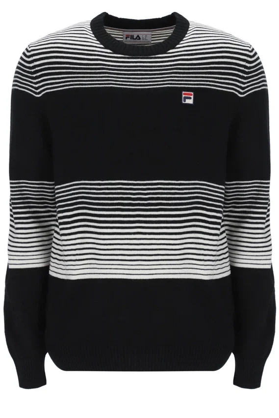 Black Connor Striped Knit Crew Neck