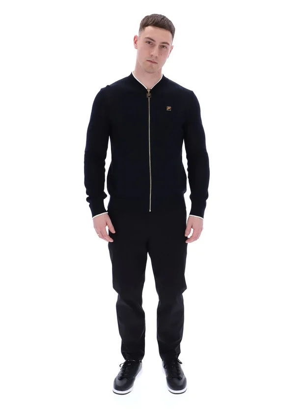 Black Ferguson Open Knit Pointelle Panel Track Top