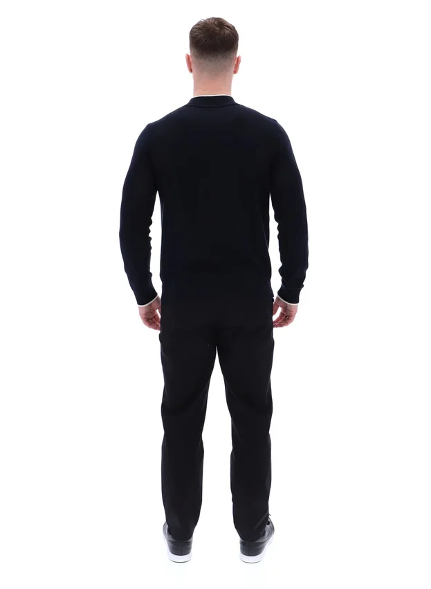 Black Ferguson Open Knit Pointelle Panel Track Top