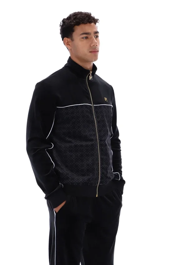 Black Higgans Full Zip Velour Jacket
