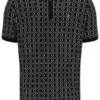 Black Jackson Jacquard Knit Zip Polo Shirt