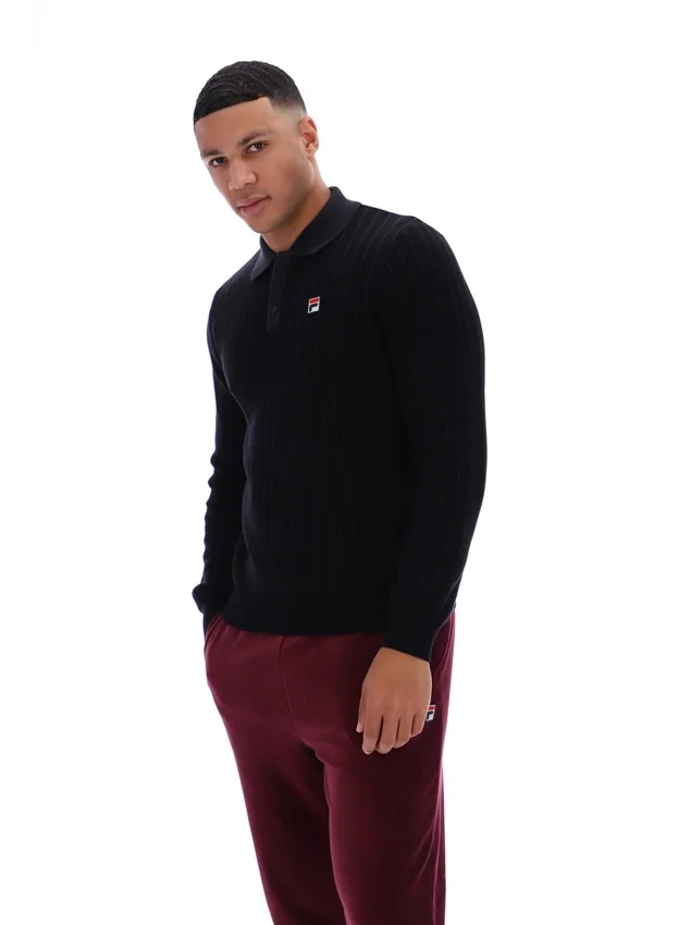 Black Kobe Striped Knit Polo
