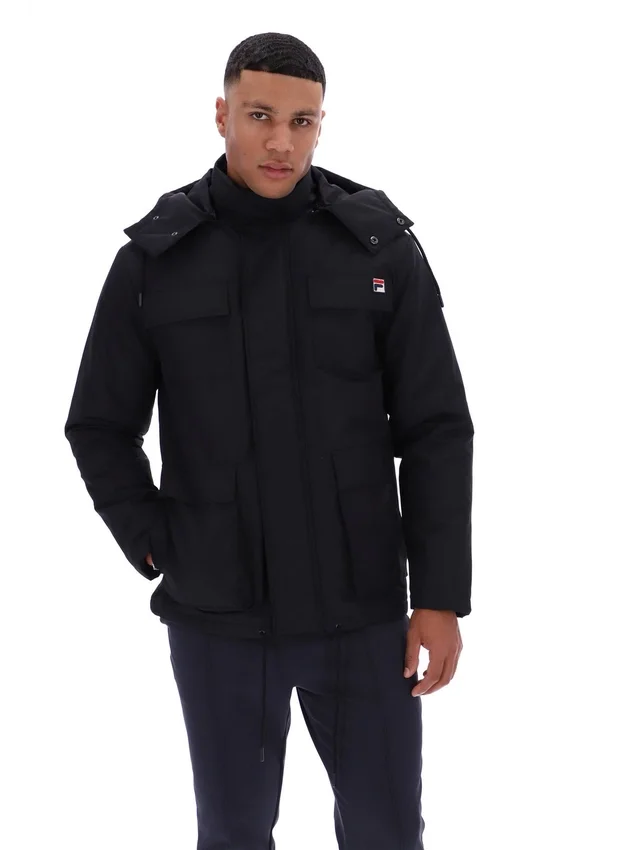 Black Liam Cargo Padded Jacket