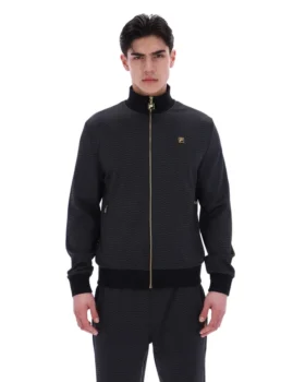 Black Mathers Herringbone Track Top