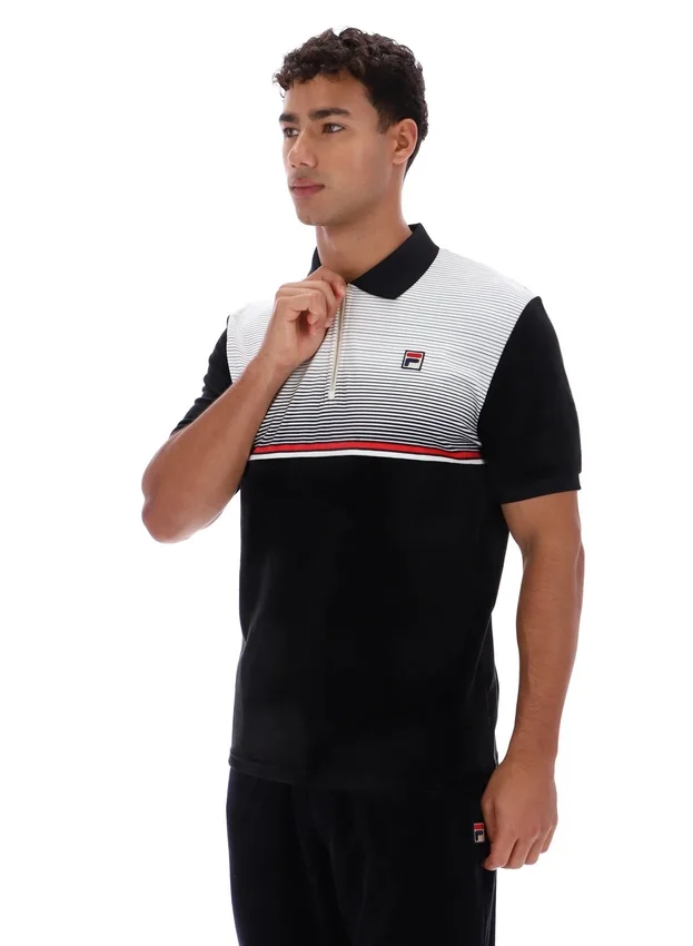 Black Paco Zip Up Velour Polo