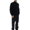 Black Stevie 1/4 Zip Funnel Neck Textured Knit
