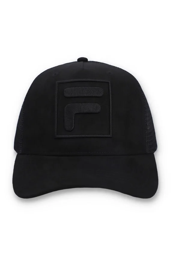 Black Turo Large F-Box Tonal Embroidered Suede Mesh-Back Cap
