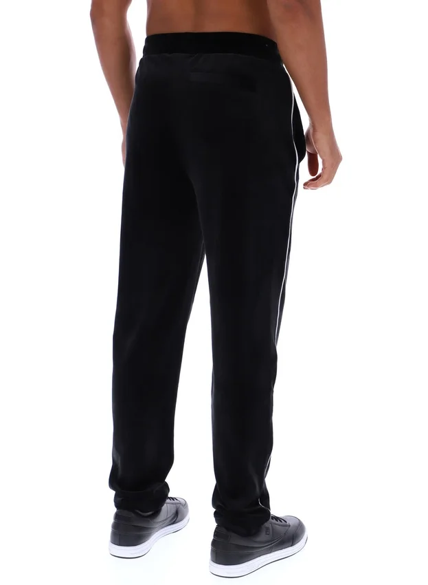 Black Wella Straight Leg Velour Pants