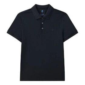 Casual Solid Color Breathable Short Sleeve Polo Shirt Navy Blue