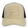 Classic Beige Turo Large F-Box Tonal Embroidered Suede Mesh-Back Cap
