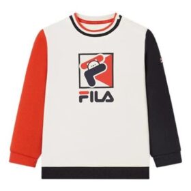 Cotton Long Sleeve Sweatshirt "White Red"