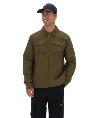 Dark Olive Kasa Zip-Through Overshirt
