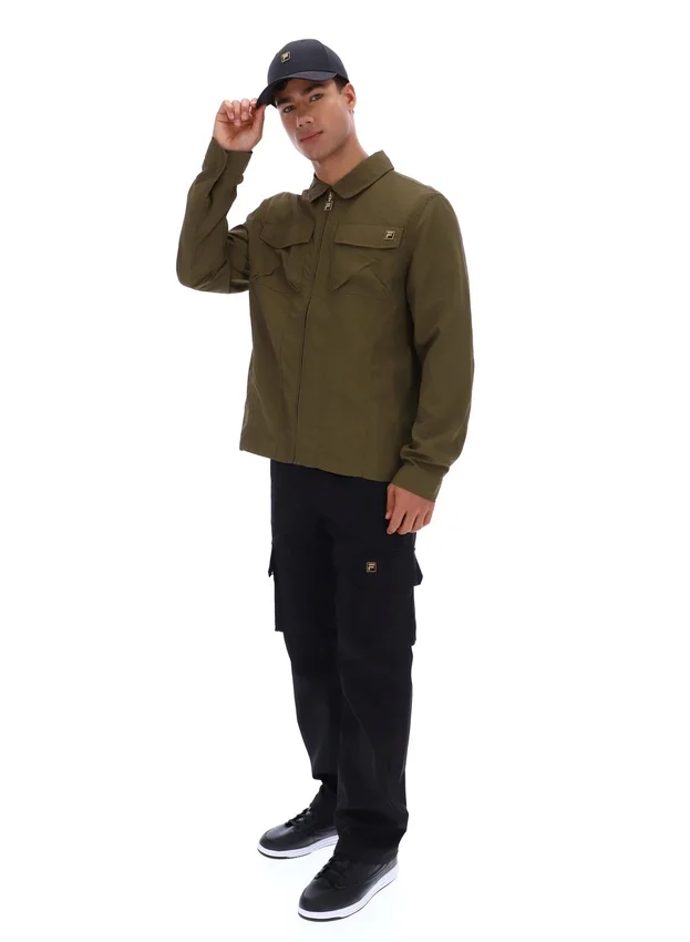 Dark Olive Kasa Zip-Through Overshirt