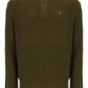 Dark Olive Stevie 1/4 Zip Funnel Neck Textured Knit