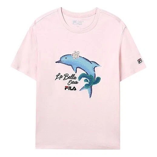 Dolphin Printing Casual Sports Short Sleeve Pink