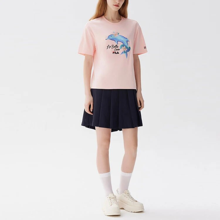 Dolphin Printing Casual Sports Short Sleeve Pink