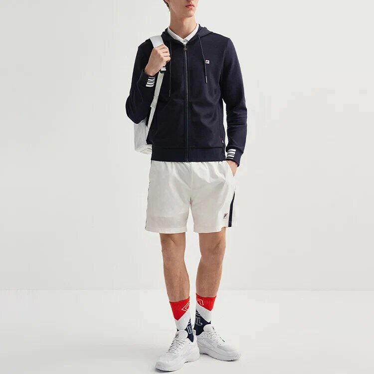 Embroidered Logo Knit Hooded Jacket Blue