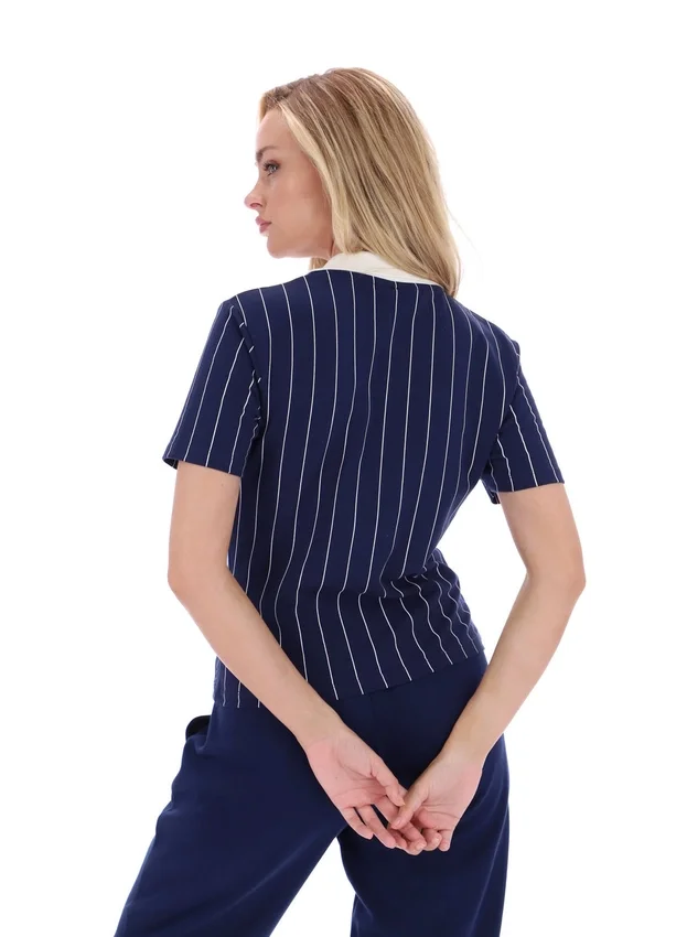 Fila Navy Bai Fitted BB1 Pinstripe Polo