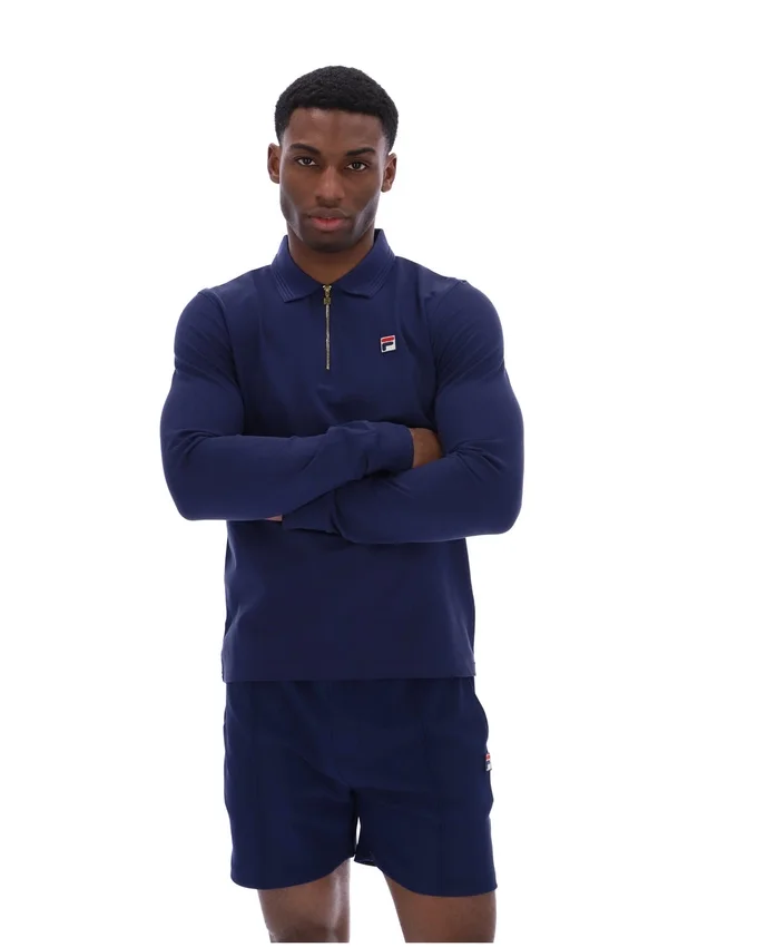 Fila Navy Emiliano Long-Sleeve Polo