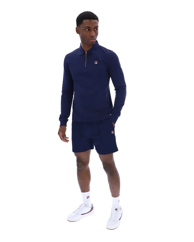 Fila Navy Emiliano Long-Sleeve Polo