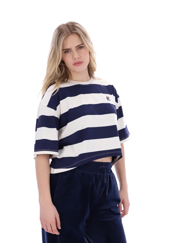 Fila Navy Genoa Boxy Cropped Tee