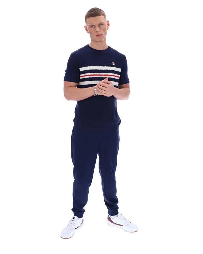 Fila Navy Gerardo Mesh Stripe Knitted Tee