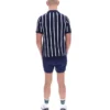 Fila Navy Giorgio Crochet Patchwork Knitted Polo