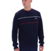 Fila Navy Kallum Waffle Textured Crew Neck Jumper
