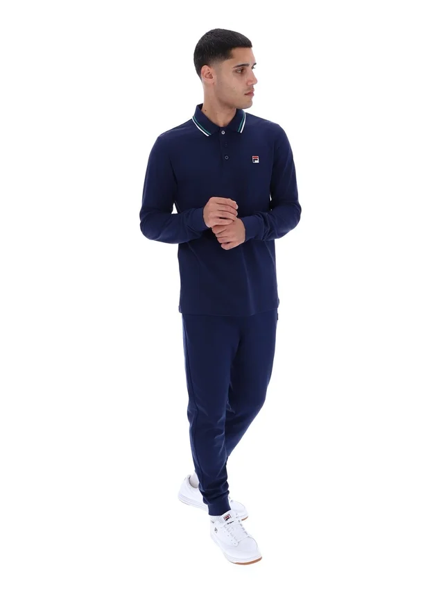 Fila Navy Monte Tipped Collar Long Sleeve Polo