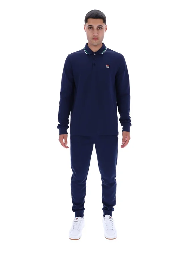 Fila Navy Monte Tipped Collar Long Sleeve Polo