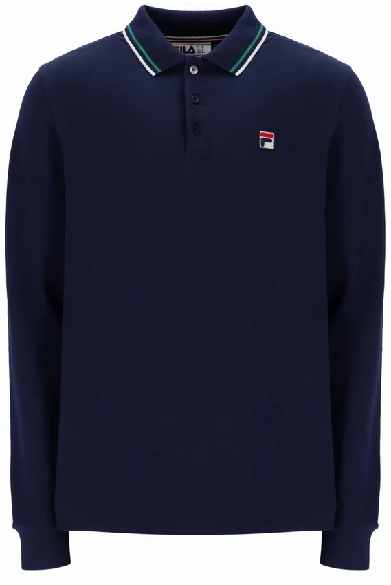 Fila Navy Monte Tipped Collar Long Sleeve Polo