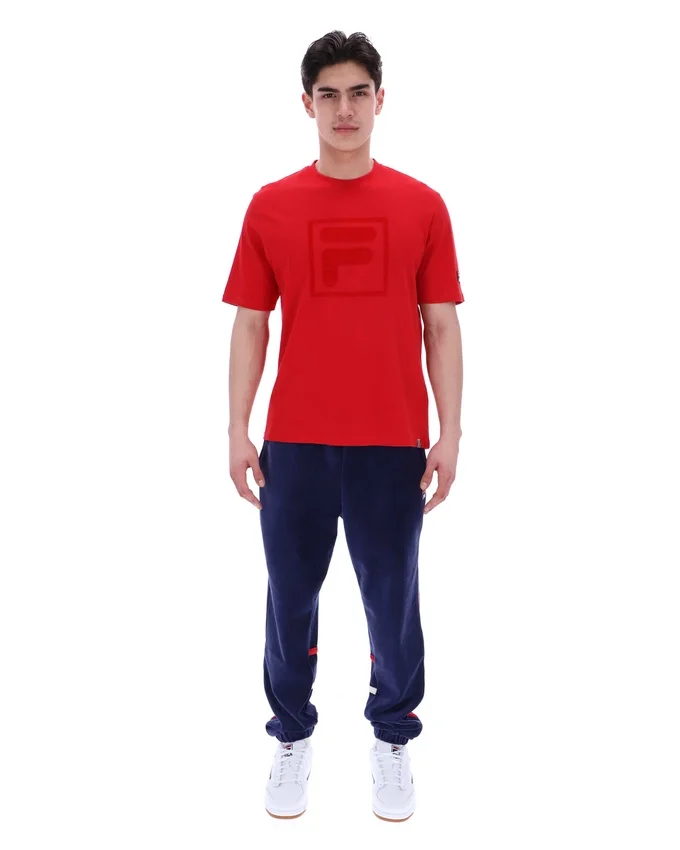 Fila Red Pepe Tee with Flock Logo