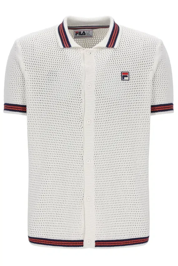 Gardenia Domenico Crochet Knitted Shirt with Contrast Tipping