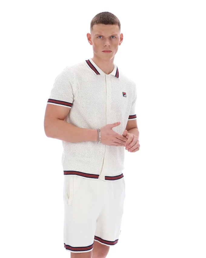 Gardenia Domenico Crochet Knitted Shirt with Contrast Tipping