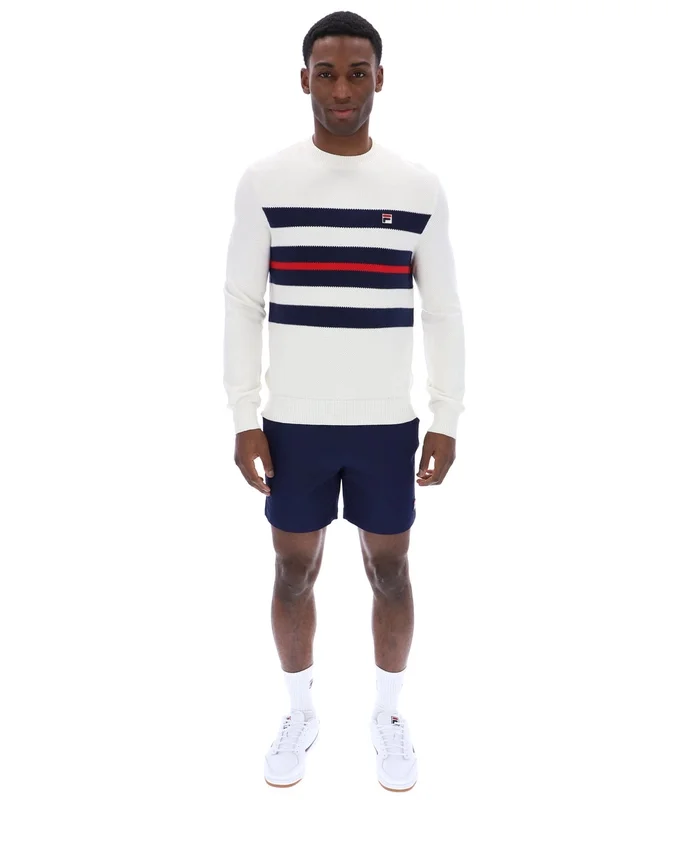 Gardenia Giuseppe Mesh Stripe Knitted Crew Neck