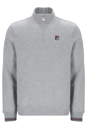 Grey Marl Ramy F-Box 1/4 Zip With Yarn Dye Cuff