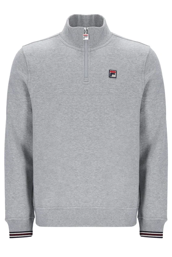 Grey Marl Ramy F-Box 1/4 Zip With Yarn Dye Cuff