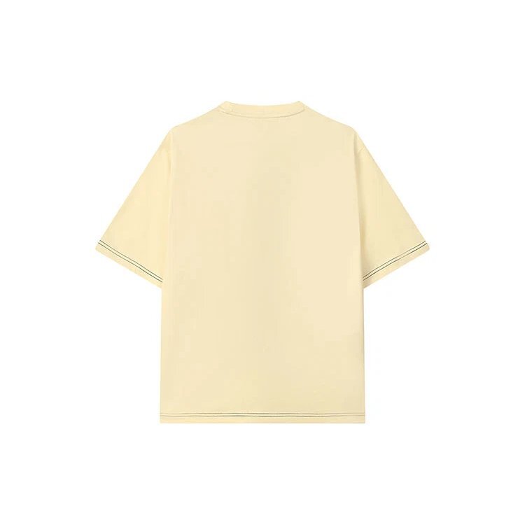 Letters Logo Print Sport Loose Round Neck Short Sleeves T Shirt Men"s Yellow