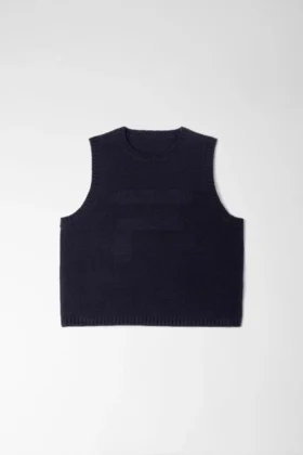 Midnight Blue Cropped Knit Vest