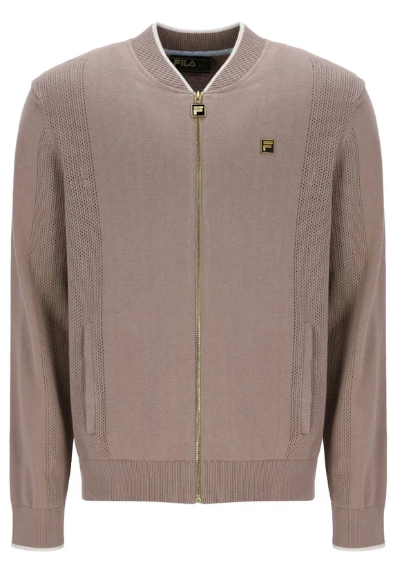Mocha Meringue Ferguson Open Knit Pointelle Panel Track Top