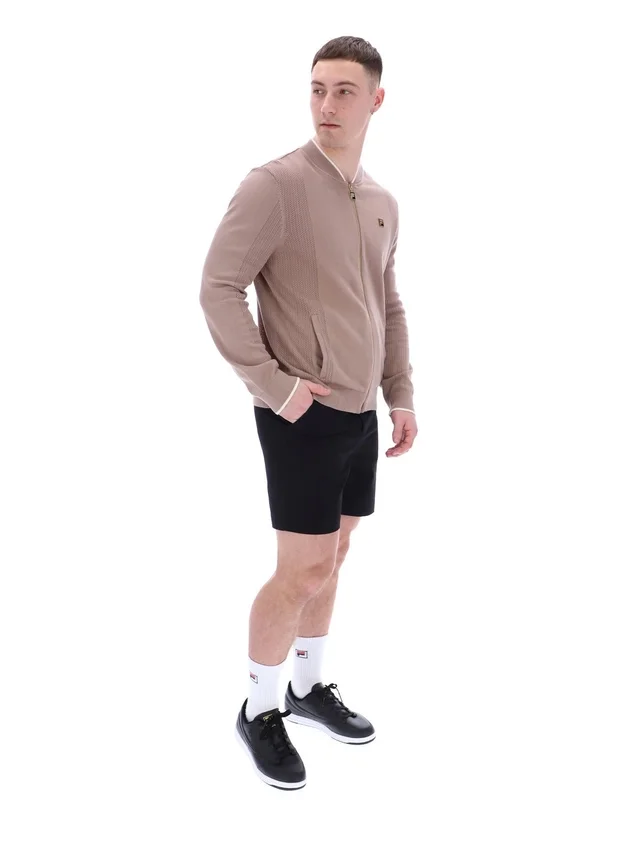 Mocha Meringue Ferguson Open Knit Pointelle Panel Track Top