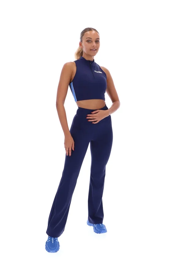 Navy FILA x TALA SKINLUXE Zip-Up Crop Top