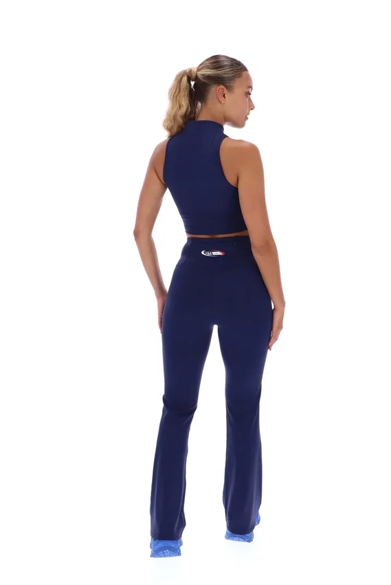 Navy FILA x TALA SKINLUXE Zip-Up Crop Top