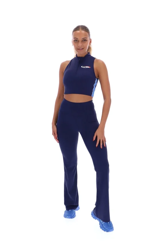 Navy FILA x TALA SKINLUXE Zip-Up Crop Top